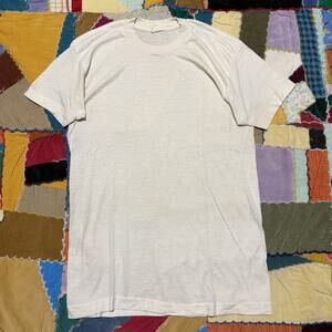 Vintage 80s Amcrest 50/50 Cotton Poly White Blank Shirt Large